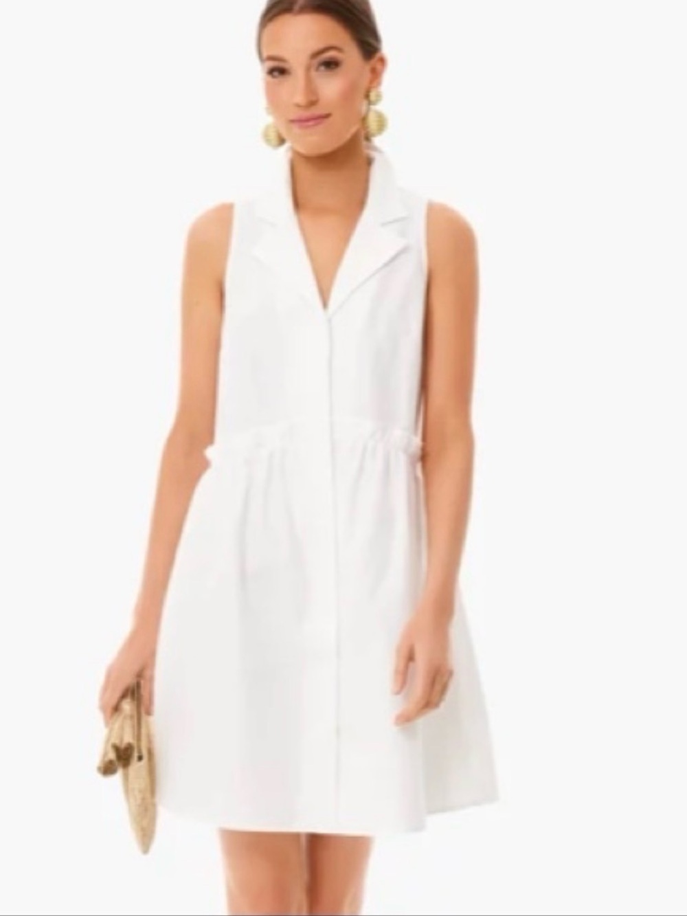 Tuckernuck Oxford White Sleeveless Royal Collared Shirt Dress NWOT Sz S